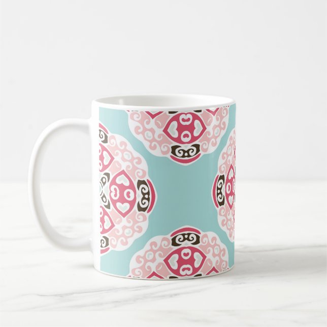 Mug Carreaux abstraits bleus : vintages mignons. (Gauche)