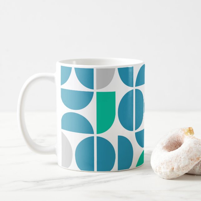 Mug Carreaux aquatiques du milieu du siècle (Avec donut)