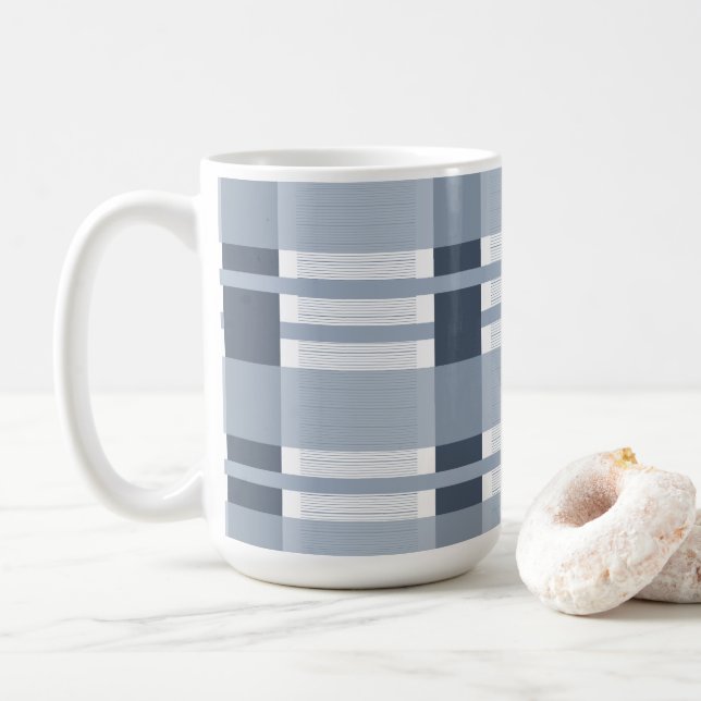 Mug Carreaux bleus et rayures  (Avec donut)