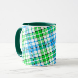 Mug Carreaux Bleus Et Verts Tartan Blanc