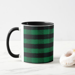Mug Carreaux de buffle en flanelle verte texture bûche