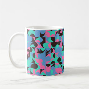 Mug Carreaux de motif vintages et transparents en noir