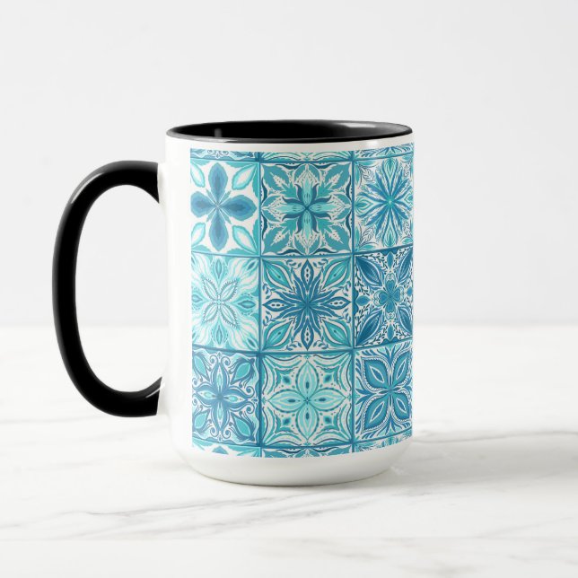 Mug Carreaux décorés en bleu et blanc (Gauche)