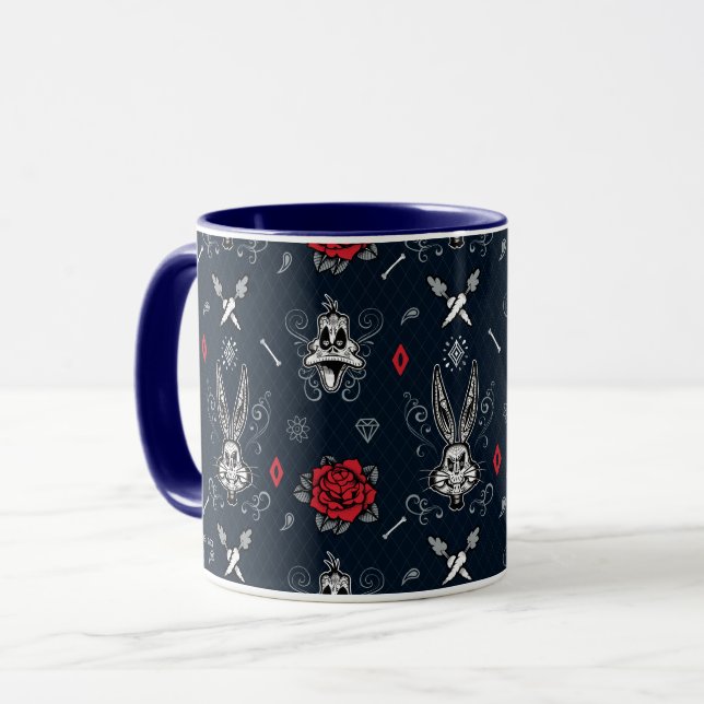 Mug Carreaux Día De Los Muertos BUNNY™ et DAFFY DUCK™ (Devant gauche)