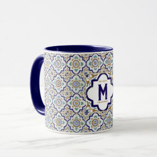 Mug Carreaux d'ornement vintages Monogramme