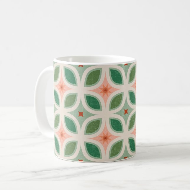 Mug Carreaux géométriques verts du milieu du siècle (Devant gauche)