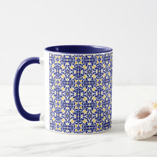 Mug Carreaux méditerranéens Motif bleu et jaune