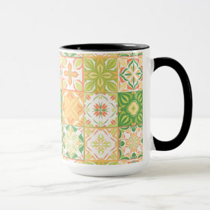 Mug Carreaux ornés en vert et jaune