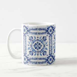 Mug Carreaux Portugais Vintage Bleu Et Blanc Coque-Mat