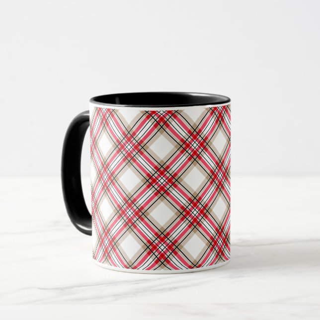 Mug Carreaux rouge noir blanc (Devant gauche)