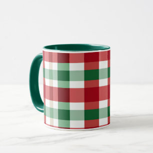 Mug Carreaux Rouge Vert Blanc Joyeux Style Rustique Ma