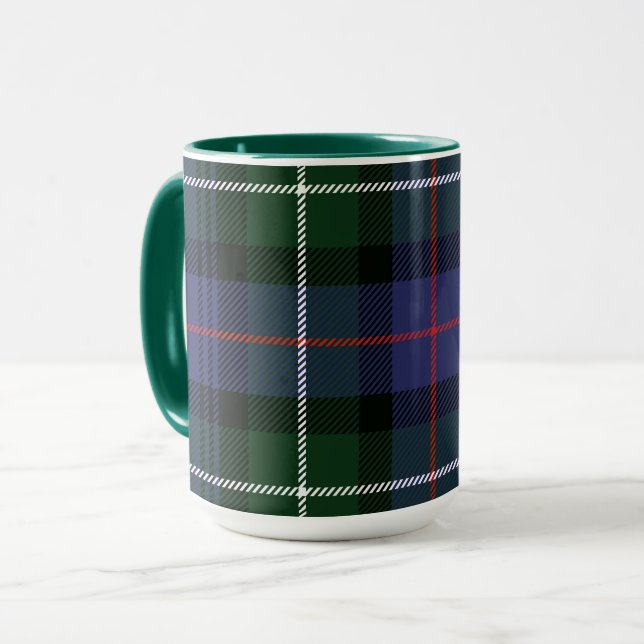 Mug Carreaux rustiques violet et vert Tartan (Devant gauche)