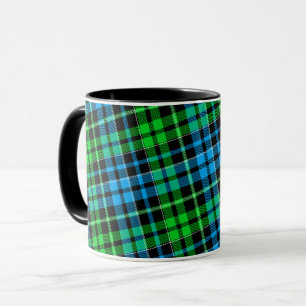 Mug Carreaux Tartan Bleu Et Vert Noir