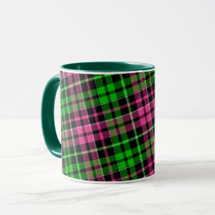 Mug Carreaux Tartan Rose Et Vert Noir