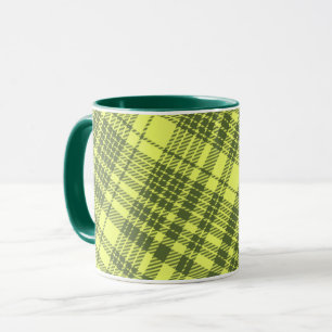 Mug Carreaux Tartan Vert Olive et Jaune Citron