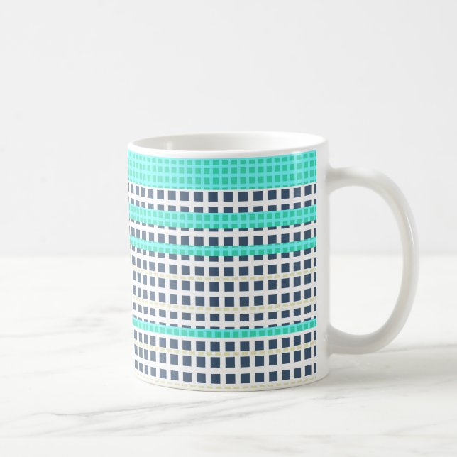 Mug Carreaux turquoise gris (Droite)
