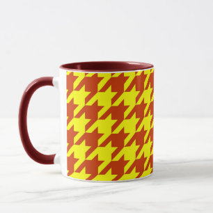 Mug Carreaux Vichy Brun Jaune à Motif Pied de Poule