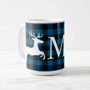 Mug Carreaux Vichy Buffalo Noir Bleu Personnalisé