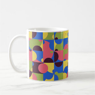 Mug Carreaux vintages motif, fond transparent abstrait