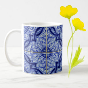 Mug Carrelage bleu et blanc méditerranéen Motif