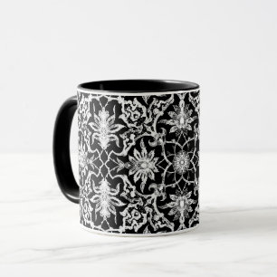 Mug Carrelage chinois Art Nouveau - Blanc sur noir