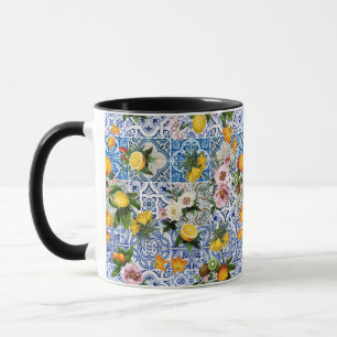 Mug Carrelage de style sicilien avec fleurs et citron