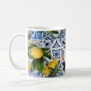 Mug Carrelage de style sicilien avec fleurs et citron