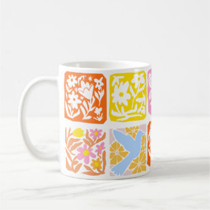 Mug Carrelage floral coloré Botanique Folk Whimsical