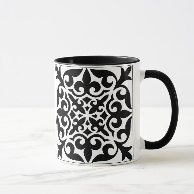 Mug Carrelage marocain - blanc avec arrière - plan noi (Droite)