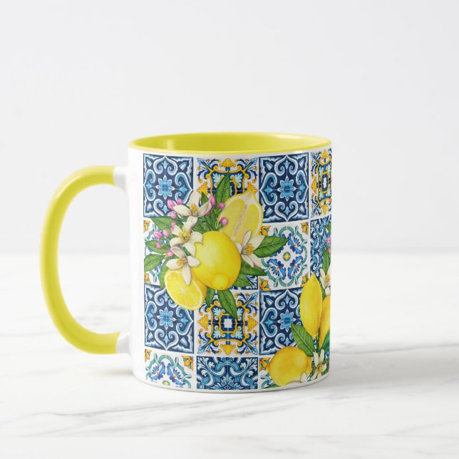 Mug Carrelage méditerranéen clair Sicilien Citrus Lemo (Gauche)