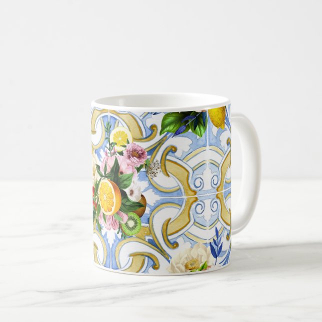 Mug Carrelage méditerranéen, majolica, style sicilien  (Devant droit)