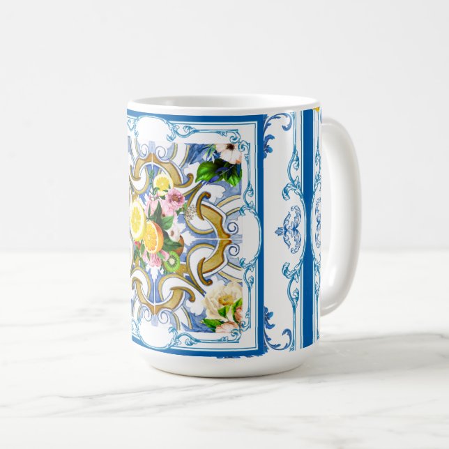 Mug Carrelage méditerranéen, majolica, style sicilien  (Devant droit)