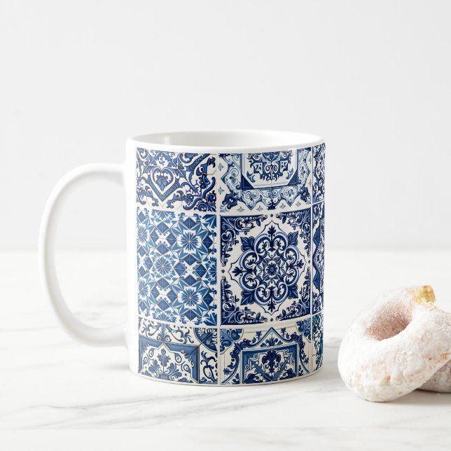 Mug Carrelage méditerranéen, Portugais, Azulejo, Majol (Avec donut)