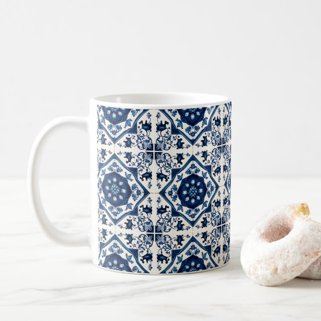 Mug Carrelage méditerranéen, Portugais, Azulejo, Majol (Avec donut)