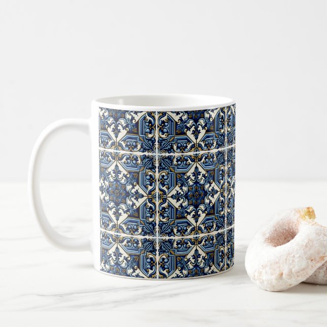 Mug Carrelage méditerranéen, Portugais, Azulejo, Majol (Avec donut)
