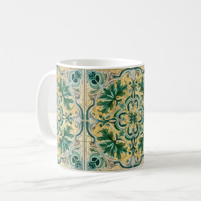 Mug Carrelage Talavera Azulejo Tan Vert (Devant gauche)