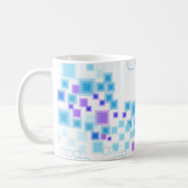 Mug Carrés Abstraits colorés, boîtes et diamants (Gauche)