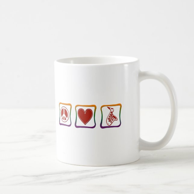 Mug carrés arc-en-ciel saxophone Peace Love (Droite)