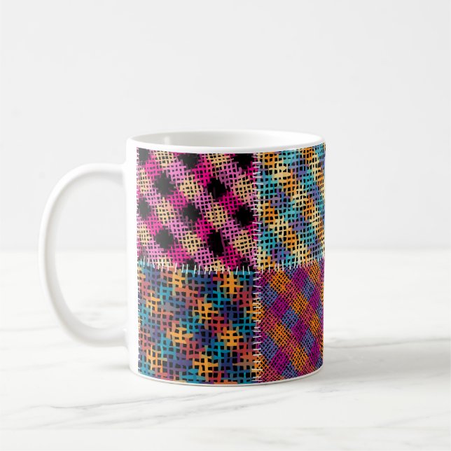 Mug Carrés de toile arrondie Patchwork Vintage (Gauche)