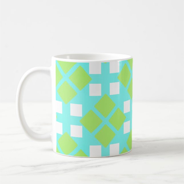 Mug Carrés et diamants en Cyan (Gauche)