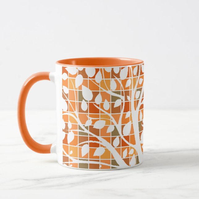 Mug Carrés et feuilles d'automne (Gauche)