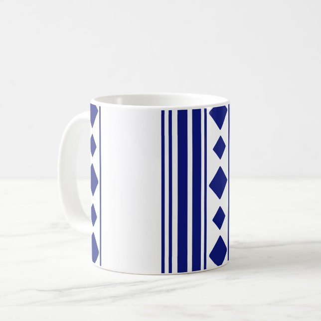 Mug Carrés et lignes bleus (Devant gauche)