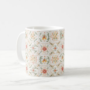 Mug Carrés Floraux Rose Jaune