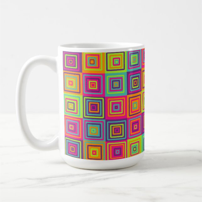 Mug Carrés géométriques colorés (Gauche)