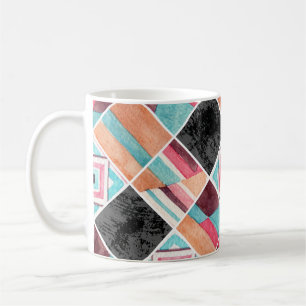 Mug Carrés géométriques, mosaïque aquarelle