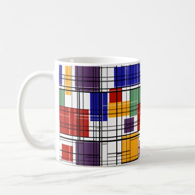 Mug Carrés géométriques sans à damiers plaid (Gauche)
