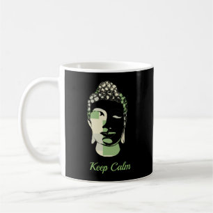 Mug Carrés verts et marron silhouette de bouddha dessi