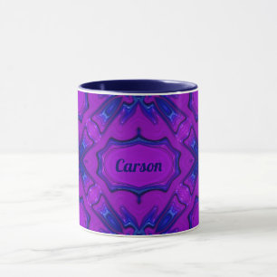 Mug ~ CARSON ~ Violet et Fractal bleu ~