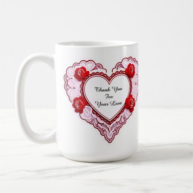Mug Carte à cœur en dentelle délicate (Gauche)