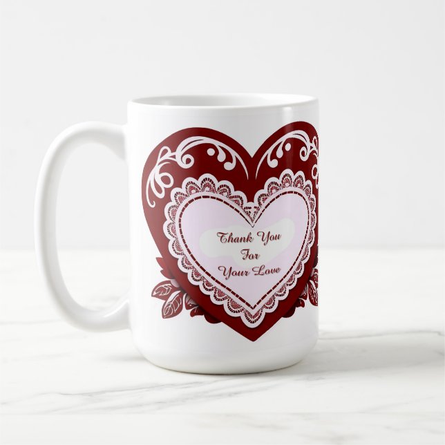 Mug Carte à cœur en dentelle délicate (Gauche)